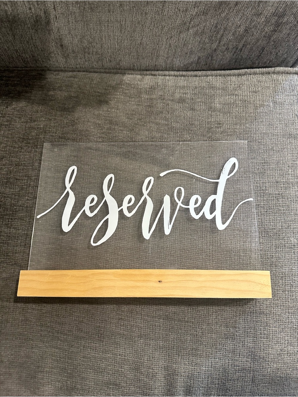 Set of 5 Stand up Reserved Signs Clear Acrylic Sign with Wood Base